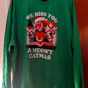 Green Cat Christmas Sweater